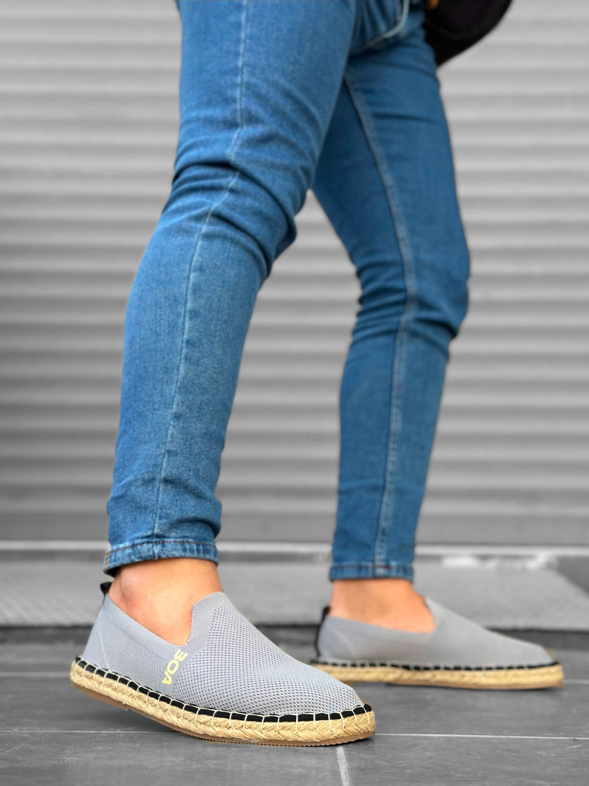 BA0224 Comfortable Flat Sole Espadrilles Knitted Sweater Gray Men's Casual Shoes - STREET MODE ™