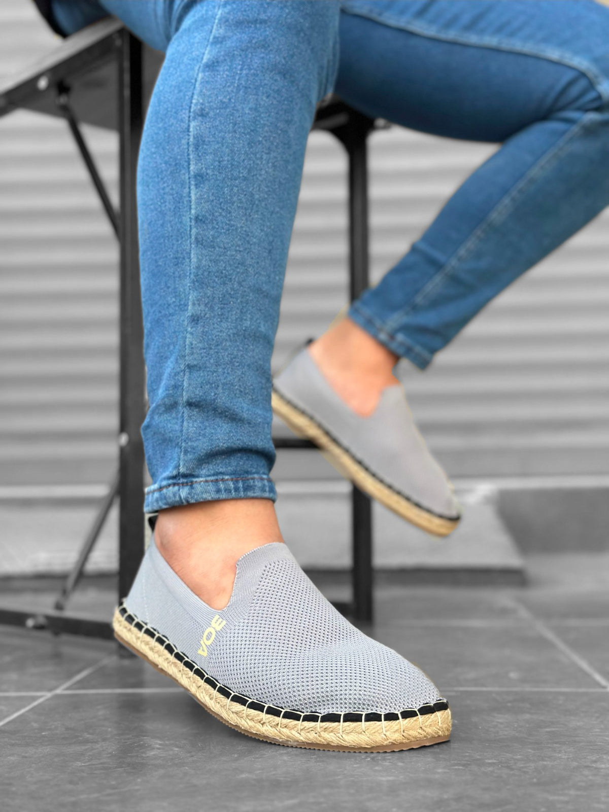 BA0224 Comfortable Flat Sole Espadrilles Knitted Sweater Gray Men's Casual Shoes - STREET MODE ™