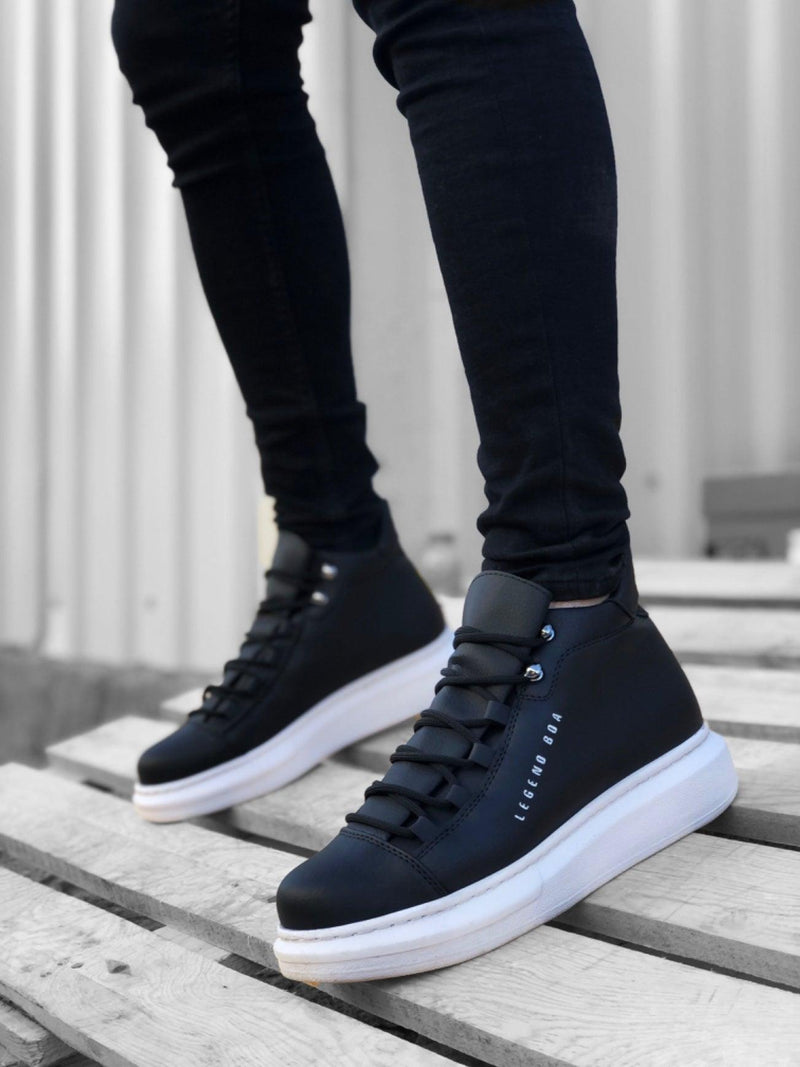 BA0312 Lace-up High Black and White Sole Men's Style Sports Boots - STREET MODE ™