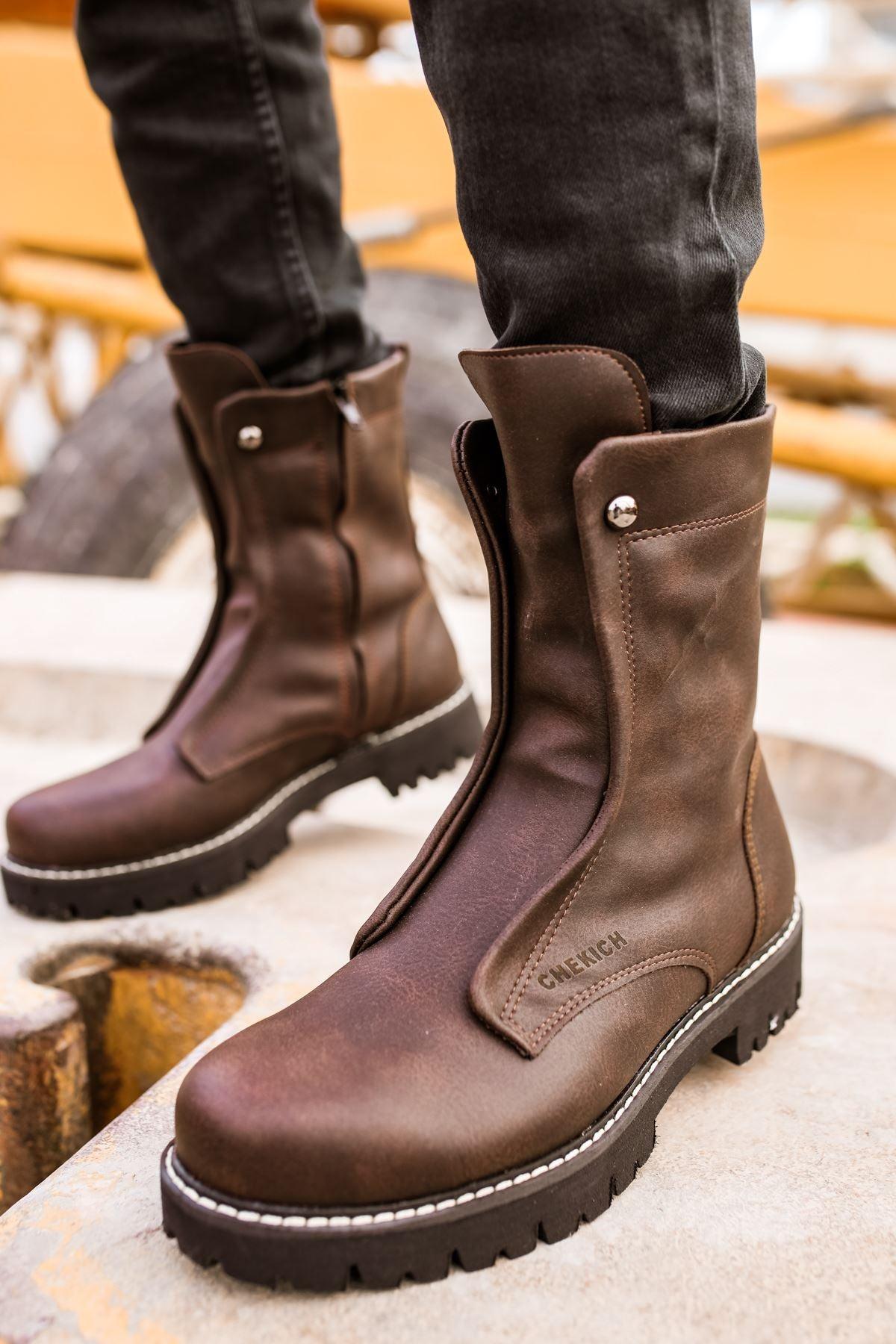 CH027 Men's  Brown-Black Sole Casual Winter Boots - STREET MODE ™