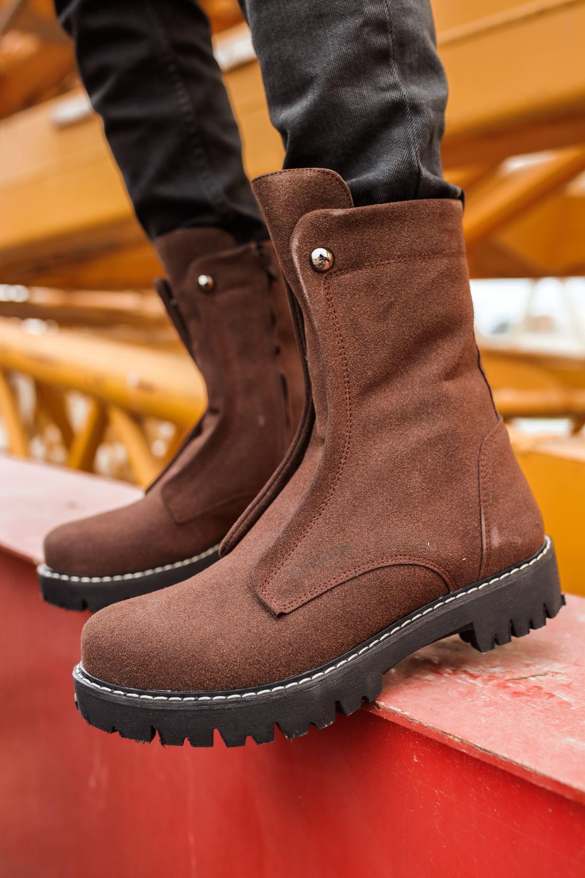 CH027 Men's Suede Brown-Black Sole Casual Winter Boots - STREET MODE ™