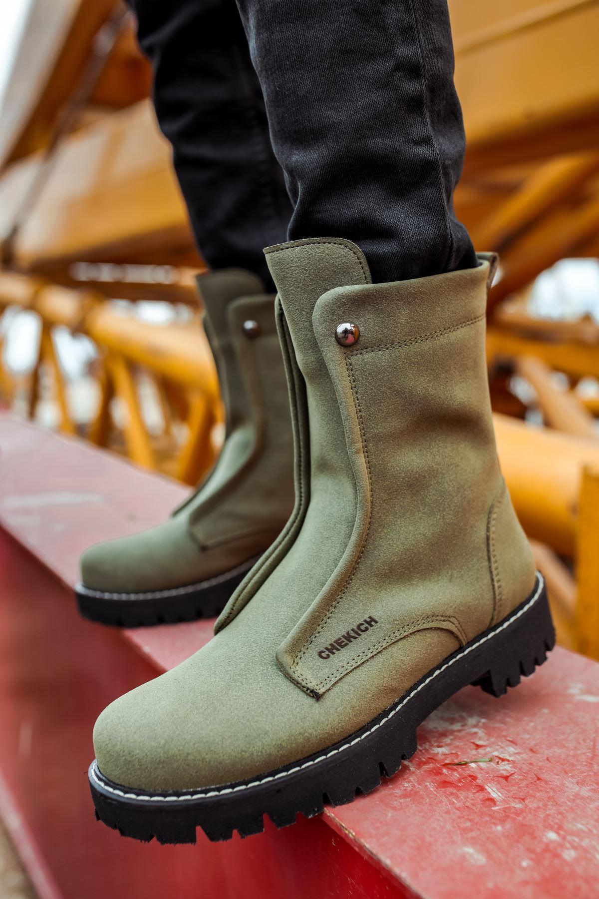 CH027 Men's Suede Khaki-Black Sole Casual Winter Boots - STREET MODE ™