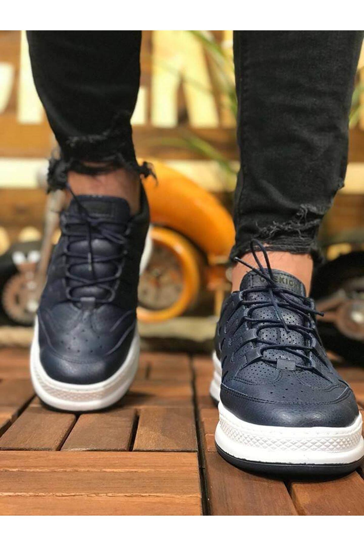 CH040 Men's Unisex Orthopedics Navy Blue-White Sole Casual Sneaker Sports Shoes - STREET MODE ™
