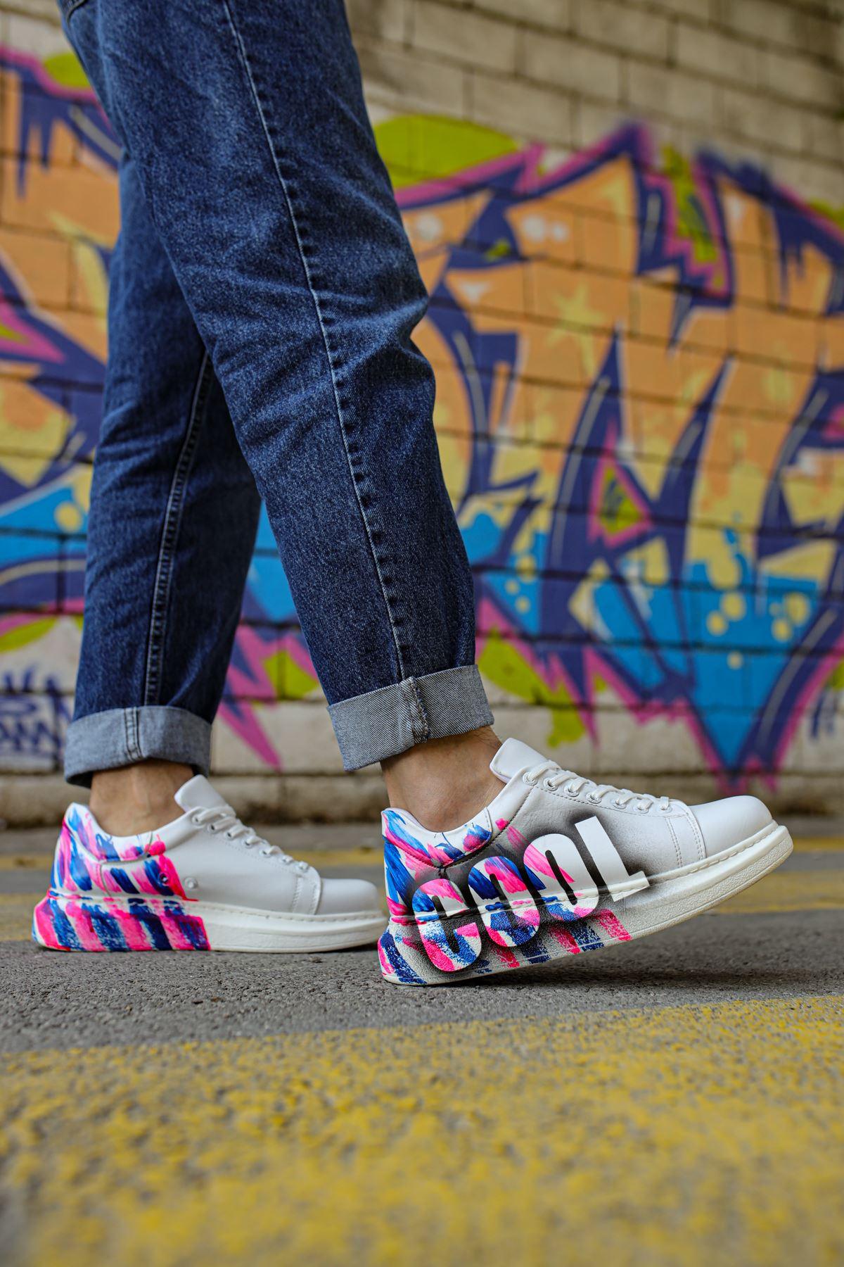 CH254 Men's Sport Sneakers Shoes PINK / BLUE COOL | STREETMODE CH254 Men's Sport Sneakers Shoes PINK / BLUE COOL | STREETMODE