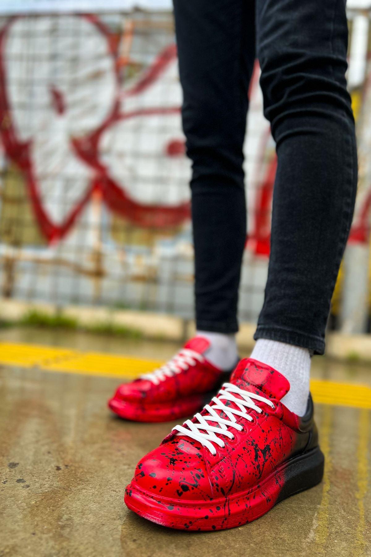CH254 Men's Sports Sneakers Shoes RED BLACK SPLUSH - STREET MODE ™