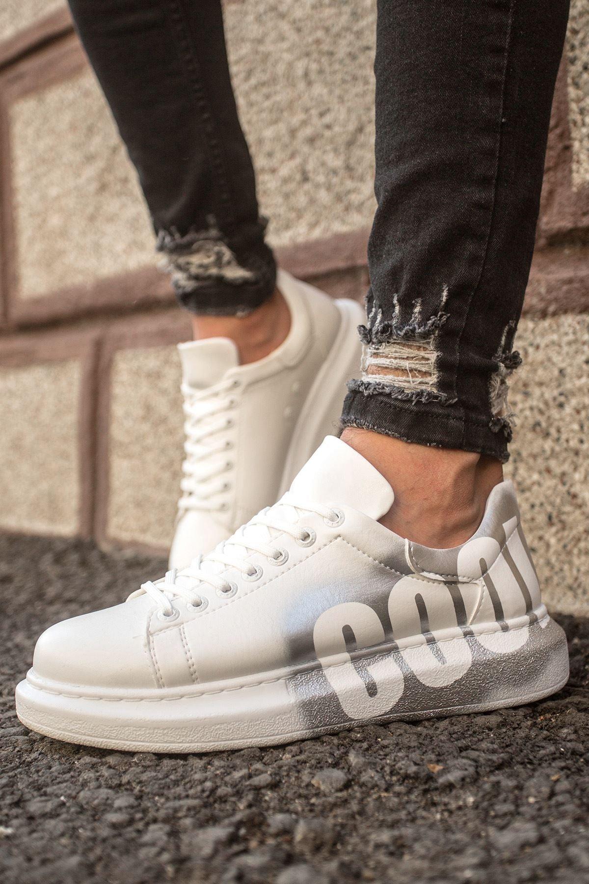 CH254 Men's Unisex White-Silver Casual Sneaker Sports Shoes - STREET MODE ™