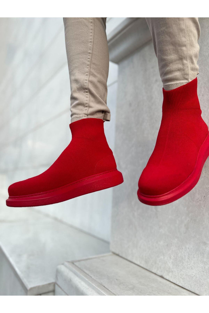 CH207 B.Knitwear RRT Men's Shoes sneakers boot RED - STREET MODE ™
