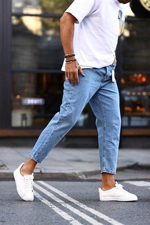Men's Blue Boyfriend Jeans - STREET MODE ™