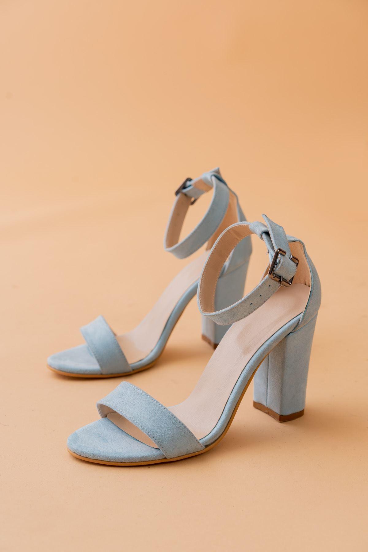 Evdokia Baby Blue Suede Heels Women's Shoes - STREET MODE ™