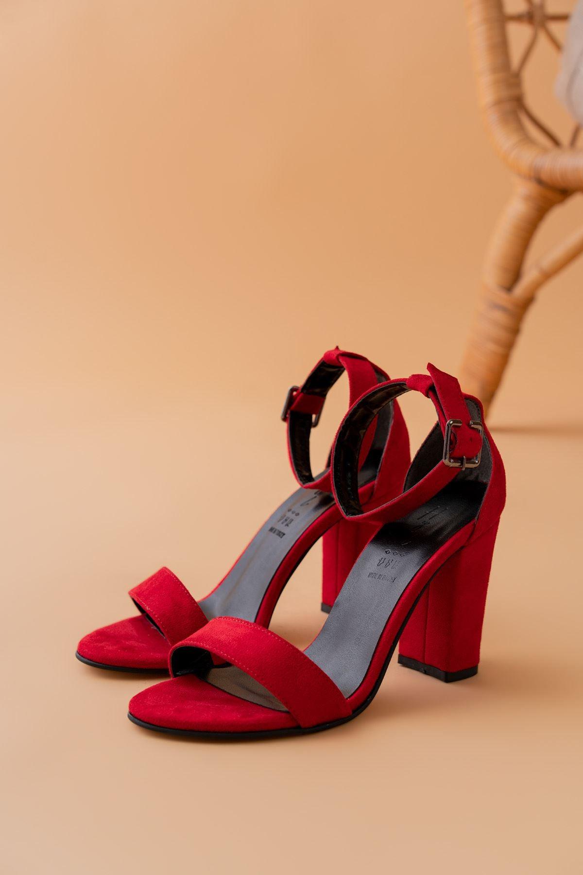 Evdokia Red Suede Heeled Women's Shoes - STREET MODE ™