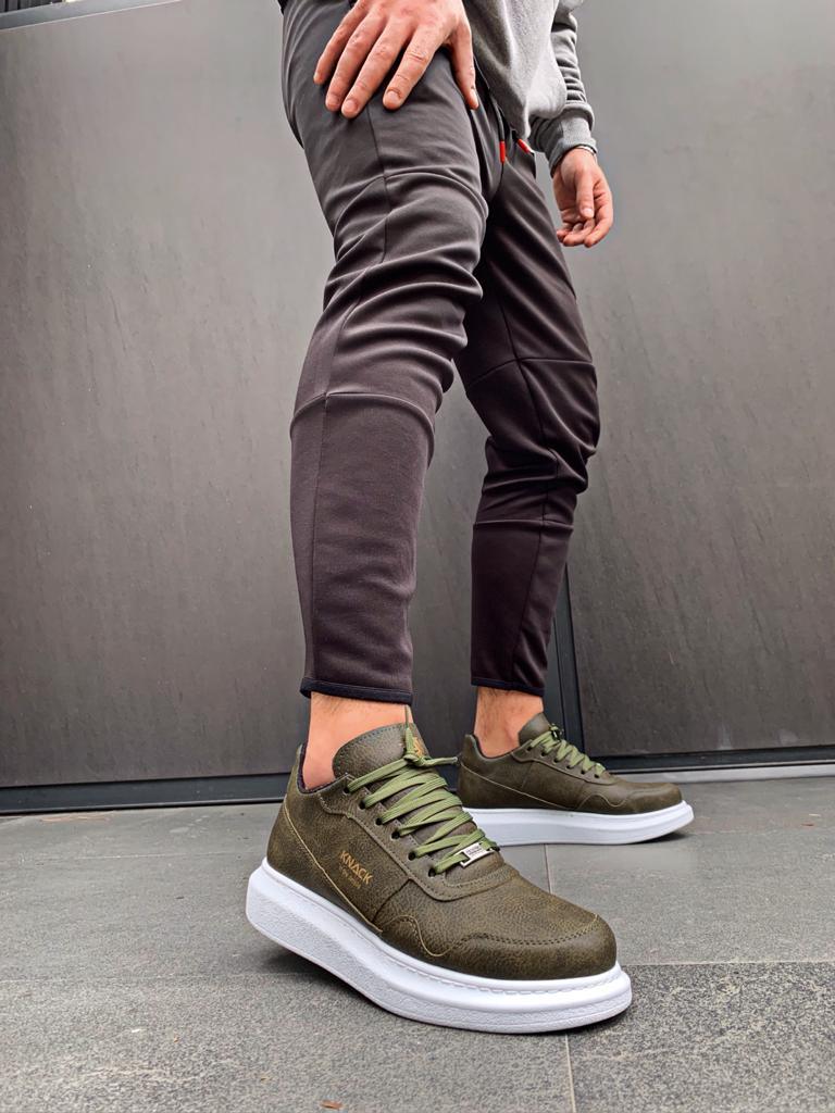 Men's Sneaker High Sole Casual Shoes 040 Khaki - STREET MODE ™