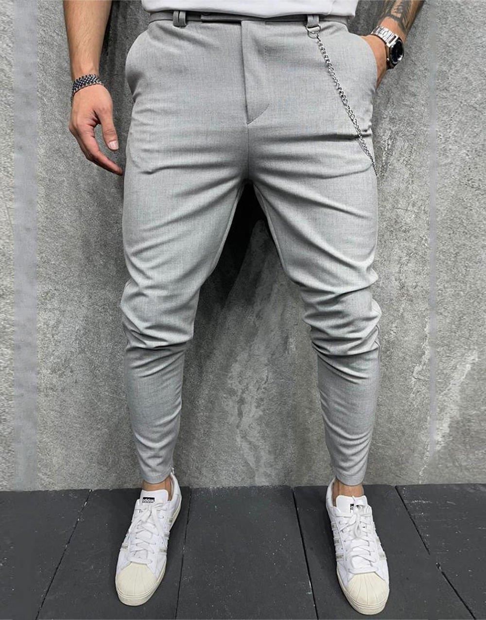 Men's Italian Cut Classic Fabric Trousers Gray - STREET MODE ™