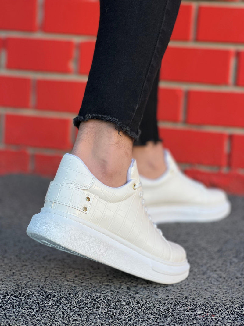 KB047 WHITE CROCODİLE Men's Casual Shoes - STREET MODE ™