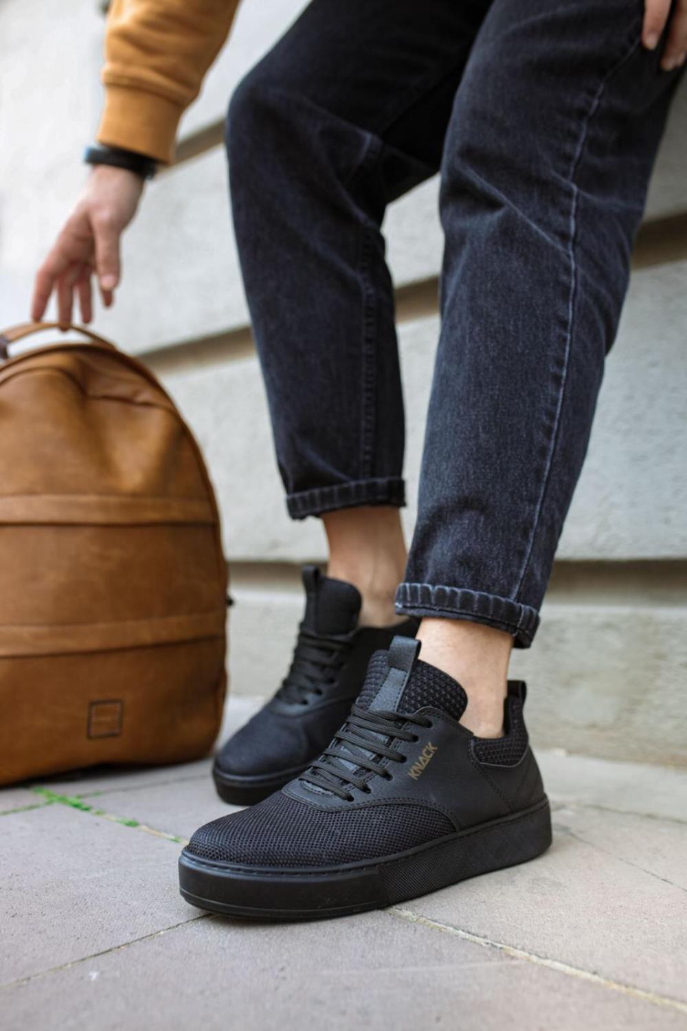 Men's Sneaker Casual Shoes 056 Black (Black Sole) - STREET MODE ™