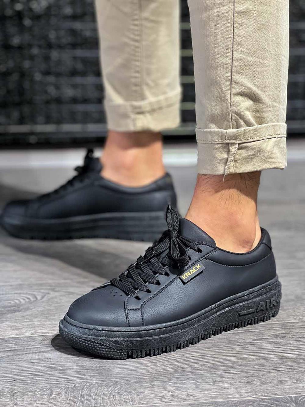 Men's Casual Shoes sneakers 225 Black (Black Sole) - STREET MODE ™