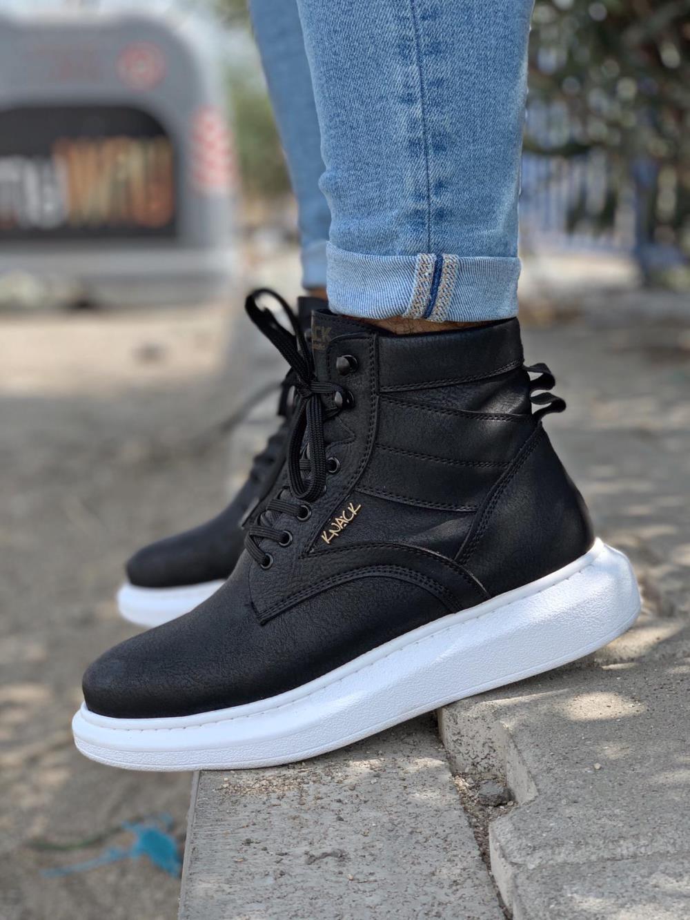 Men's Sneaker High Sole Shoes B-404 Black - STREET MODE ™