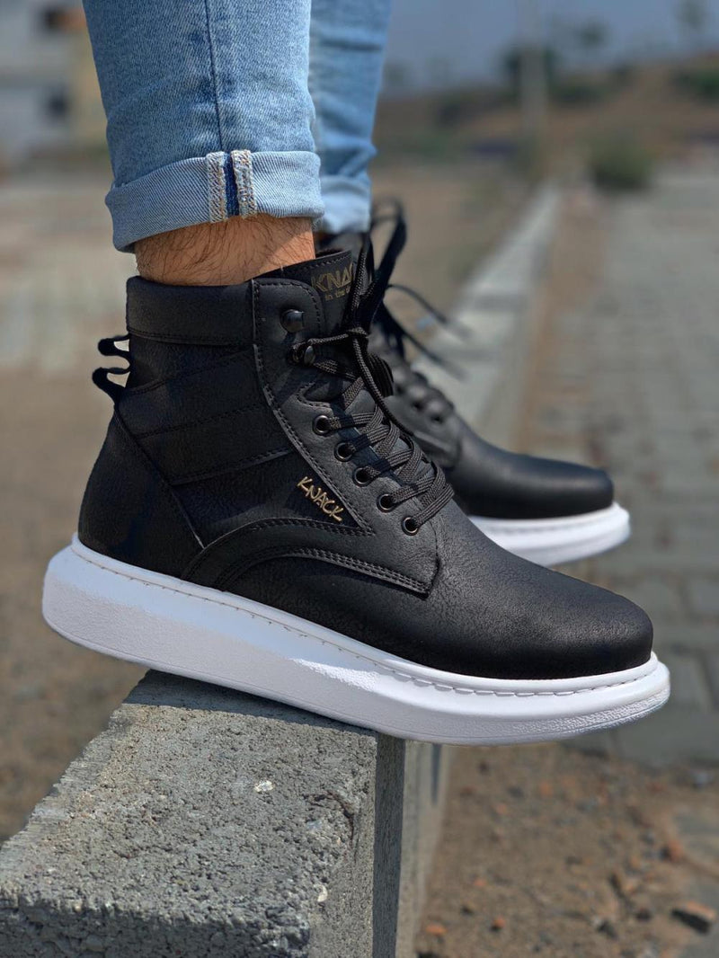 Men's Sneaker High Sole Shoes B-404 Black - STREET MODE ™