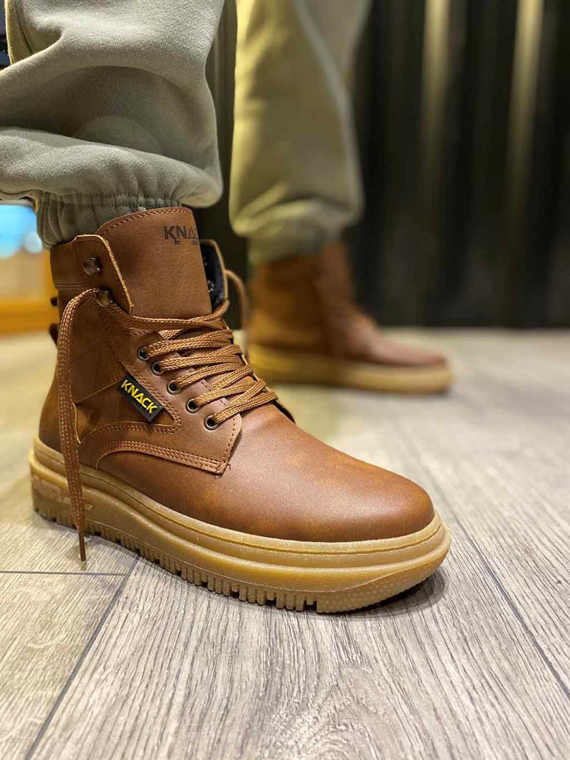 Men's High-Sole Boots 230 Tan - STREET MODE ™