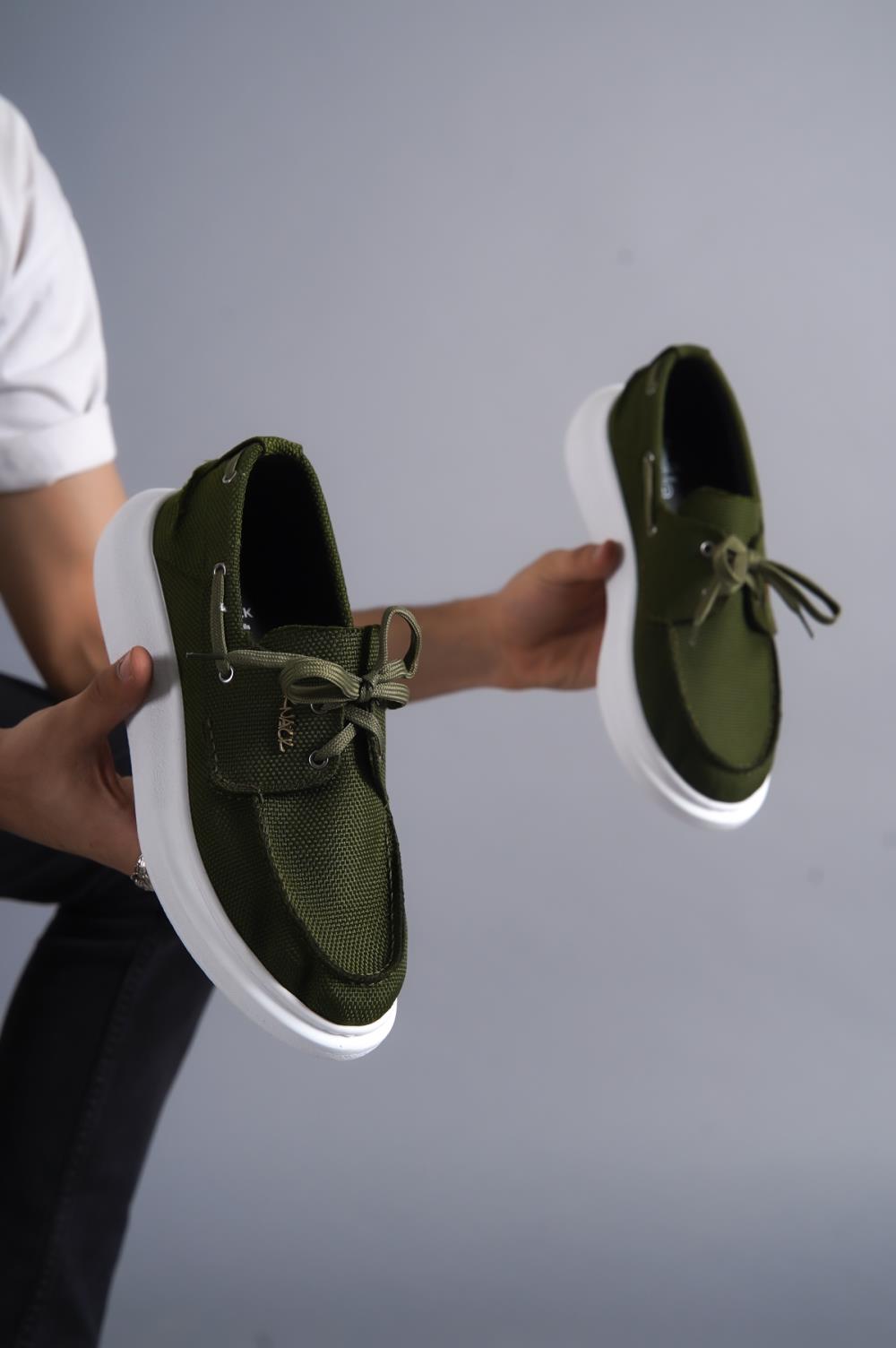 Men's High Sole Seasonal Linen Casual Shoes 009 Khaki - STREET MODE ™