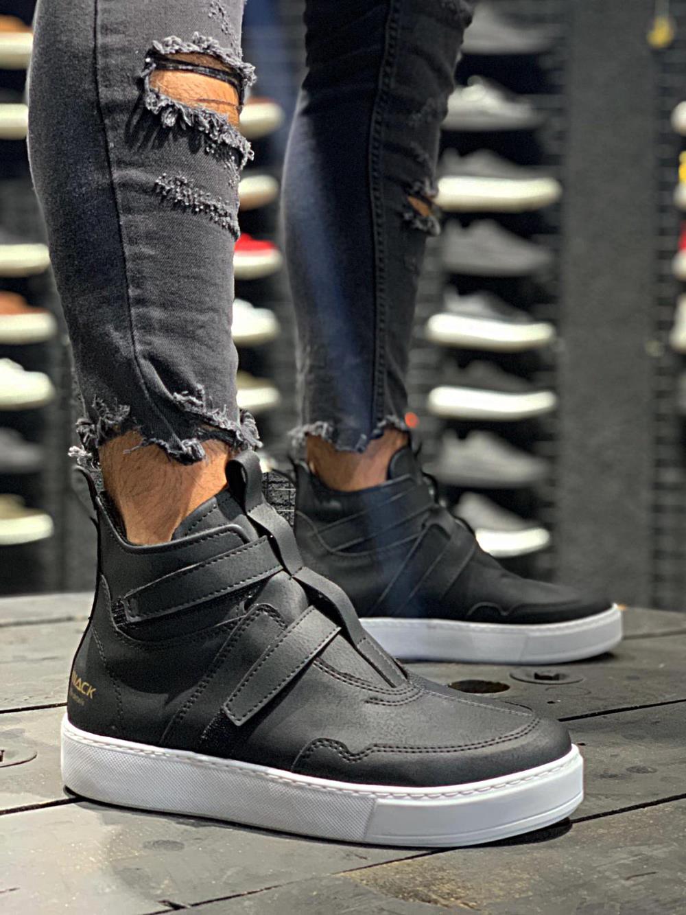 Men's Casual Sneaker Sport Boots 033 Black White - STREET MODE ™
