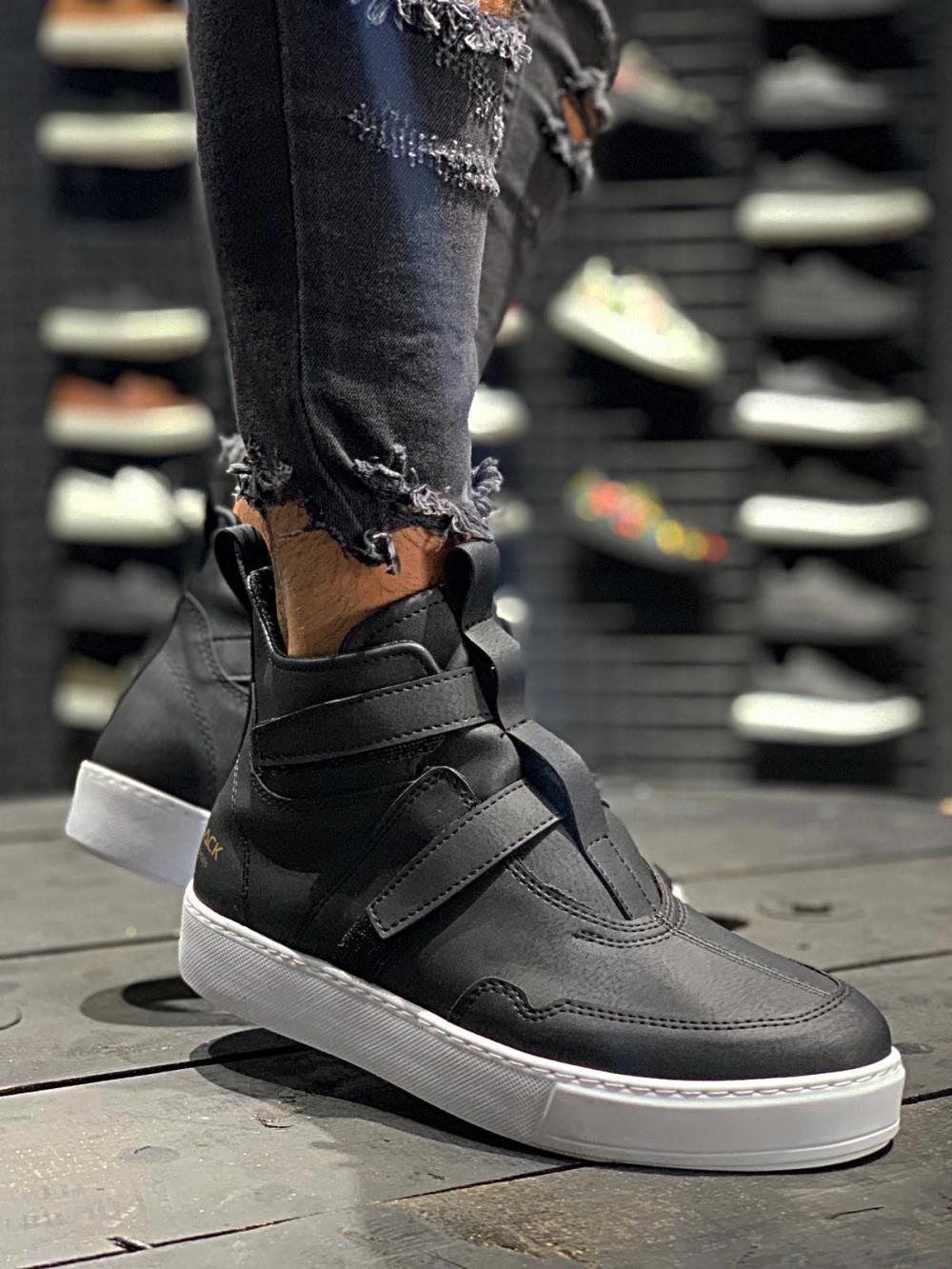 Men's Casual Sneaker Sport Boots 033 Black White - STREET MODE ™