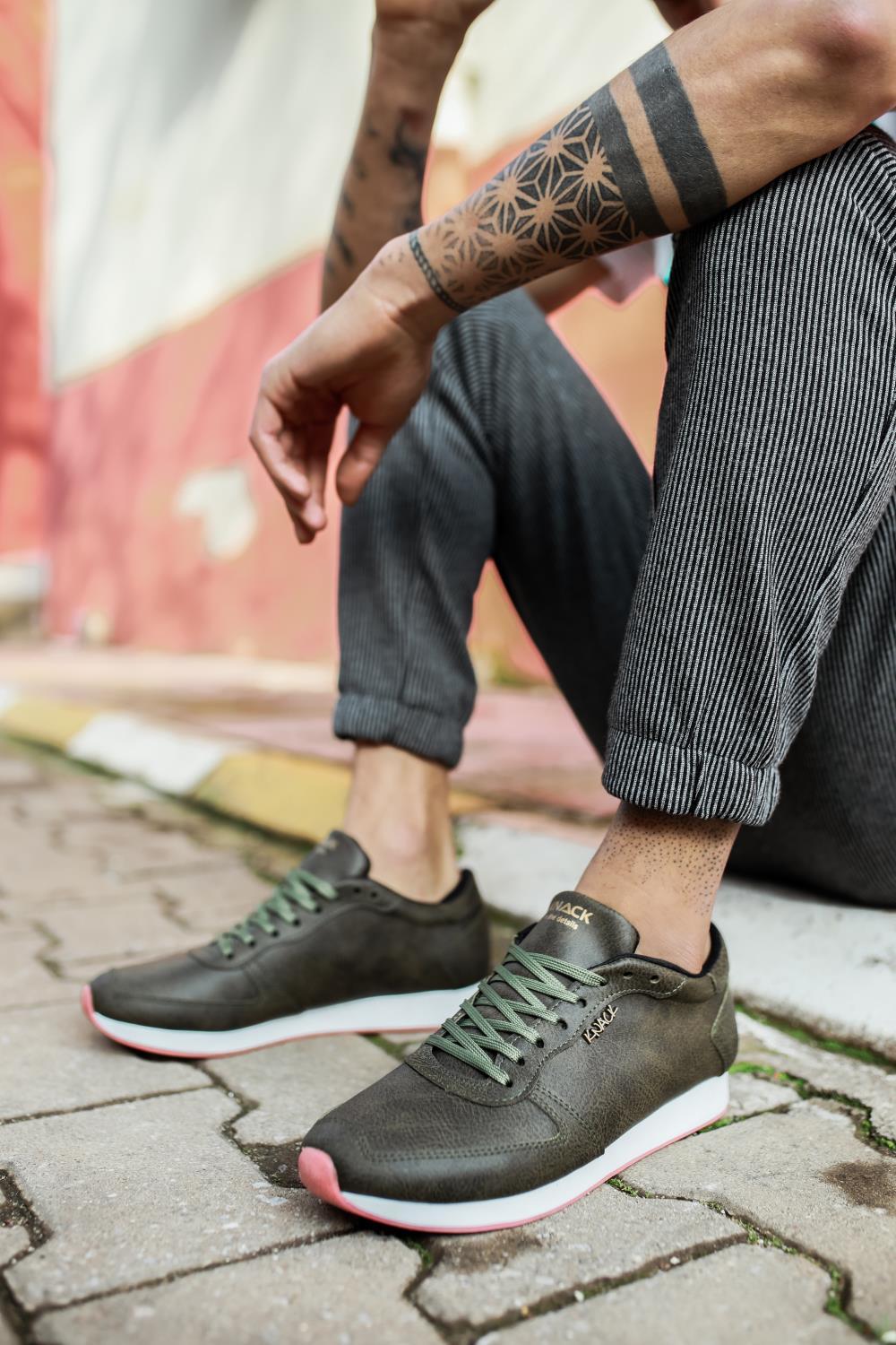Men's Daily Sneaker Shoes 002 Khaki - STREET MODE ™