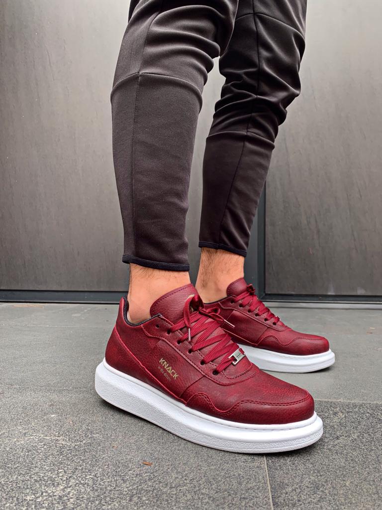 Men's High Sole Casual Shoes 040 Burgundy - STREET MODE ™