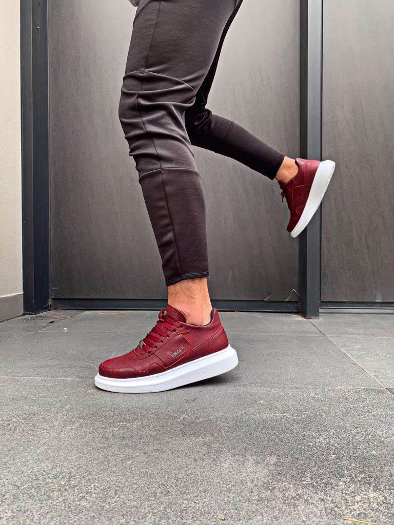Men's High Sole Casual Shoes 040 Burgundy - STREET MODE ™