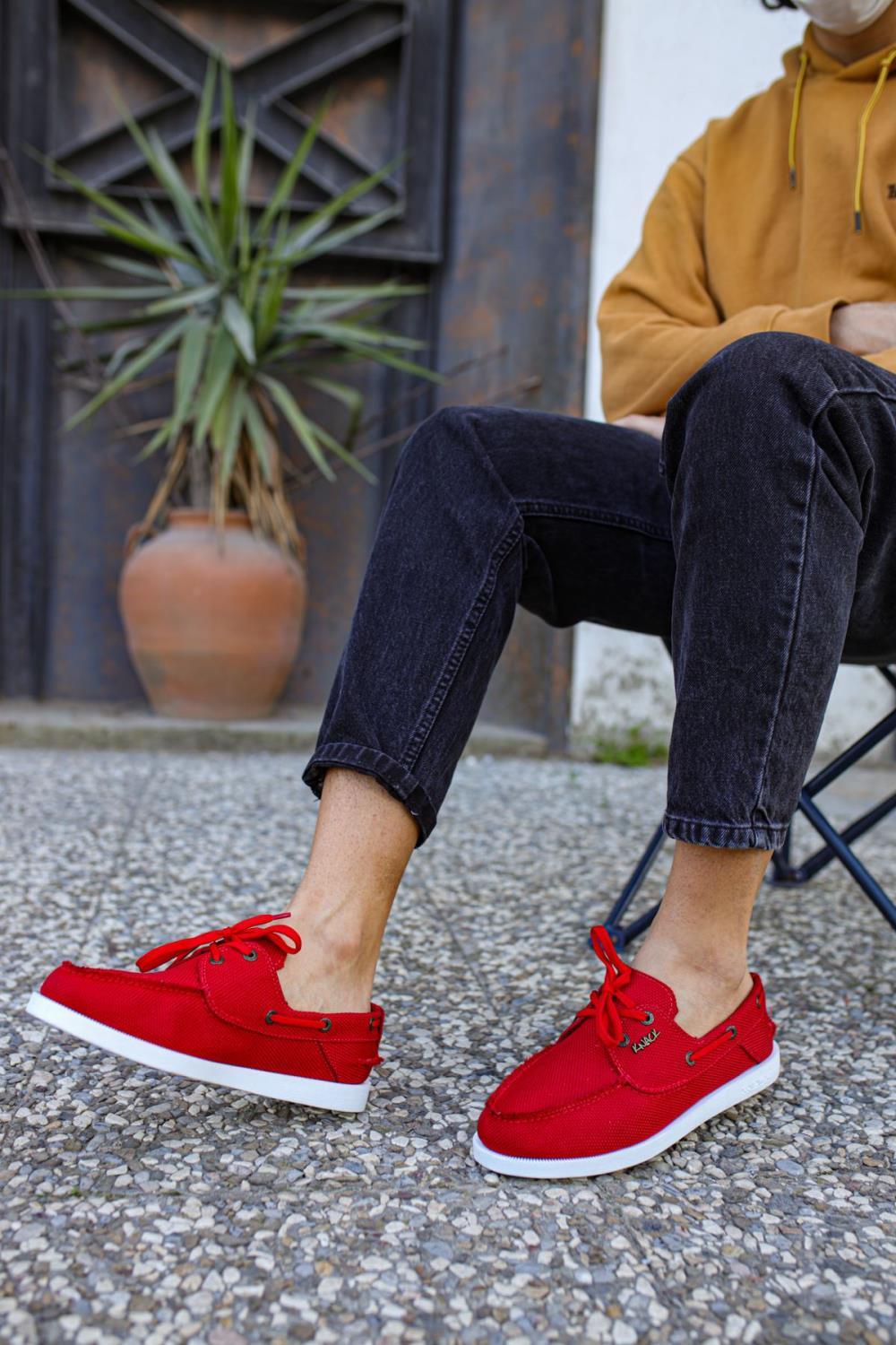 Men's Red Seasonal Casual Linen Shoes - STREET MODE ™