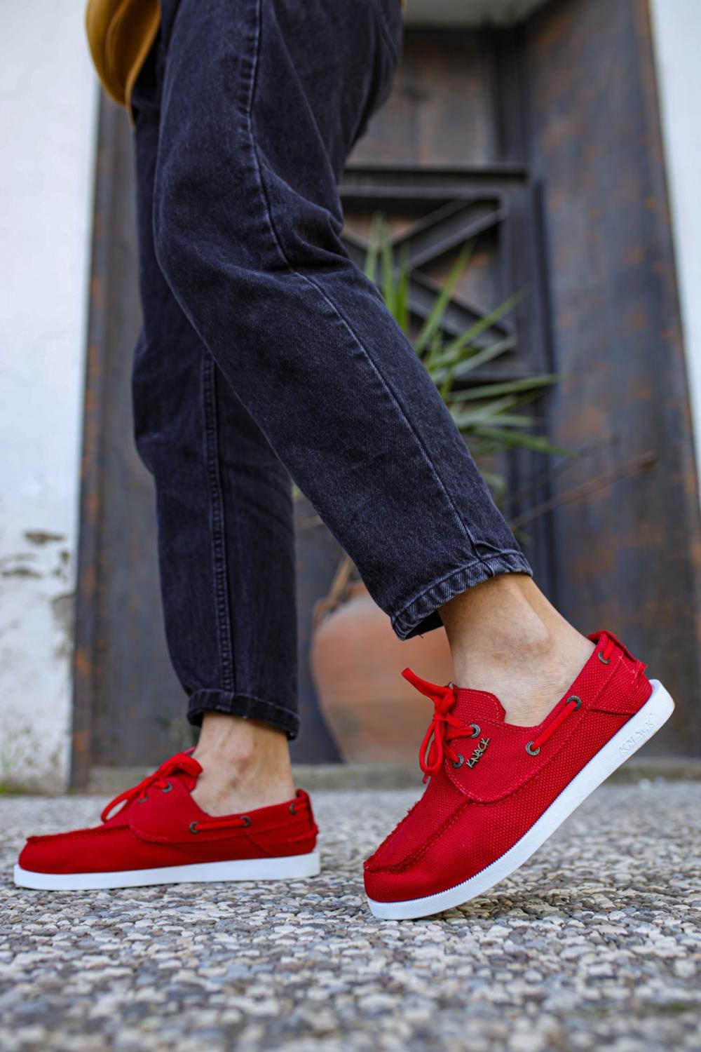 Men's Red Seasonal Casual Linen Shoes - STREET MODE ™
