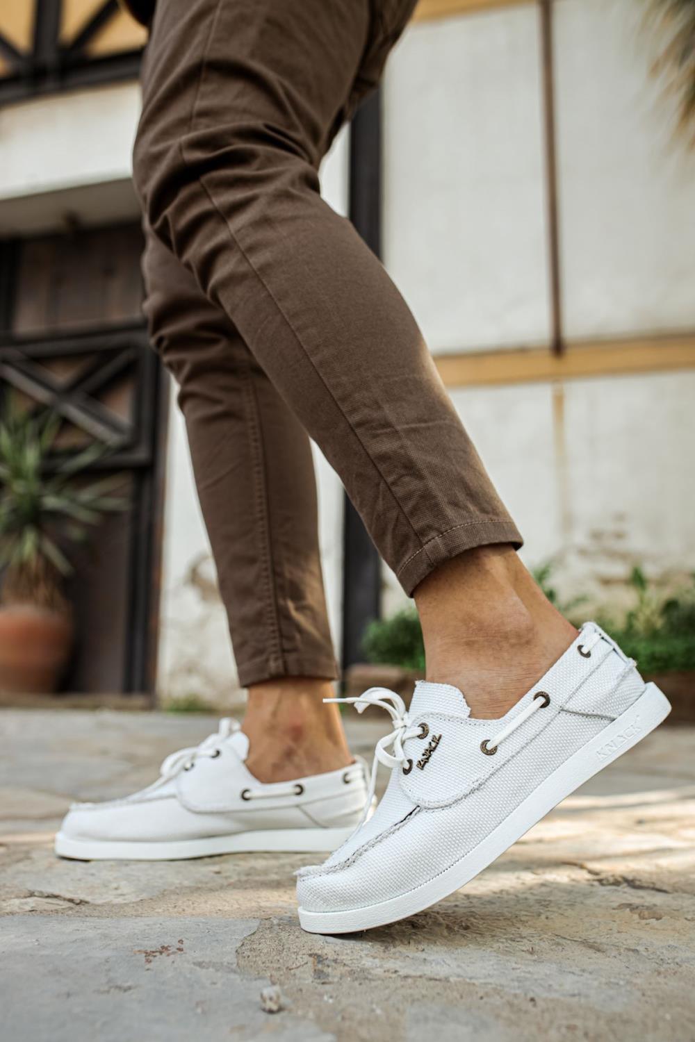 Men's Sneaker Seasonal Linen Shoes 008 White - STREET MODE ™
