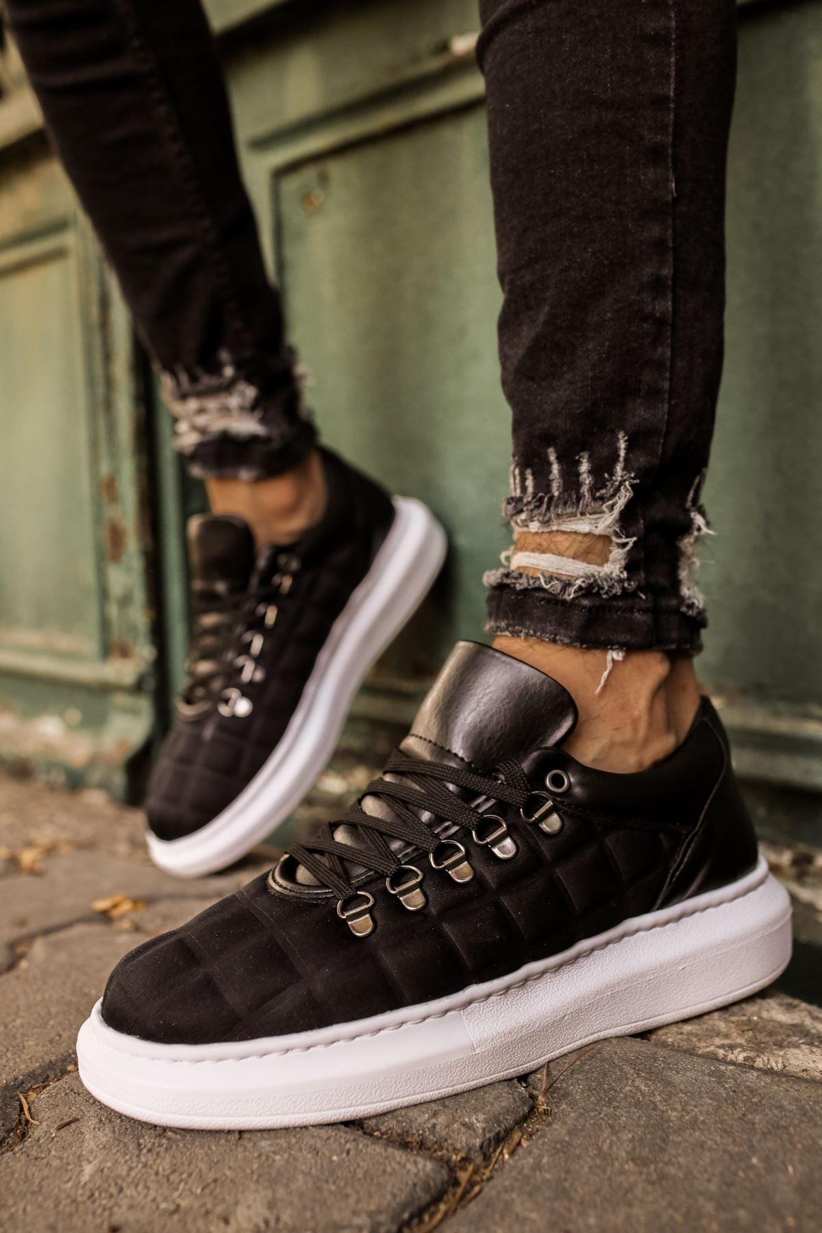 CH022 Checkered BT Men's Sneaker Shoes BLACK - STREET MODE ™