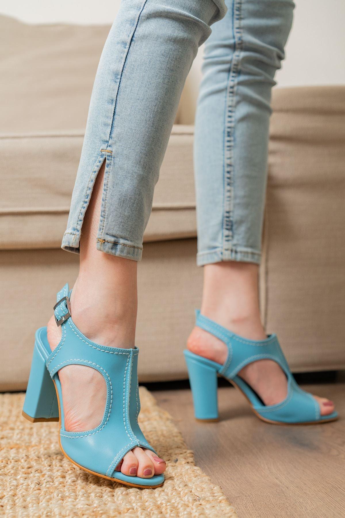Orisha Turquoise Skin Heels Women's Shoes - STREET MODE ™