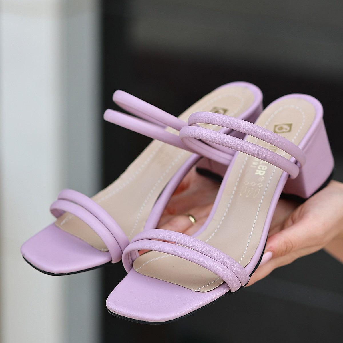 Women's Renti Lilac Skin Heeled Slippers - STREET MODE ™