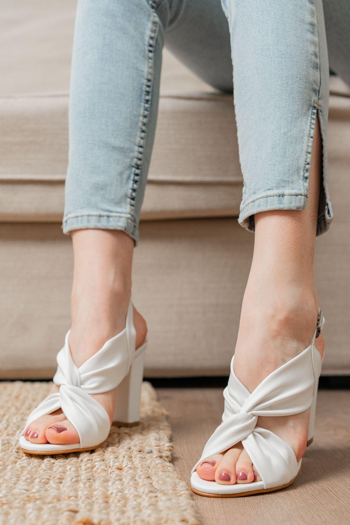 Serafima White Skin High Heels Women's Shoes - STREET MODE ™
