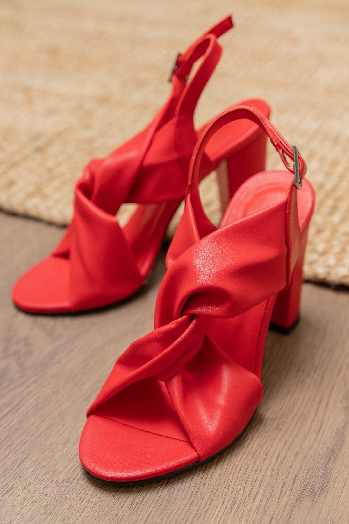 Serafima Red Skin High Heels Women's Shoes - STREET MODE ™