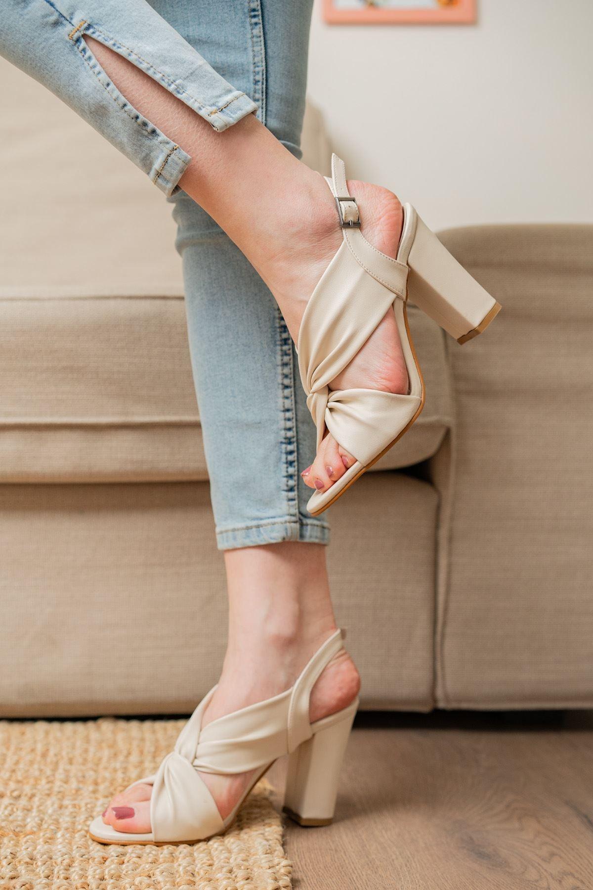 Serafima Cream Skin High Heels Women's Shoes - STREET MODE ™