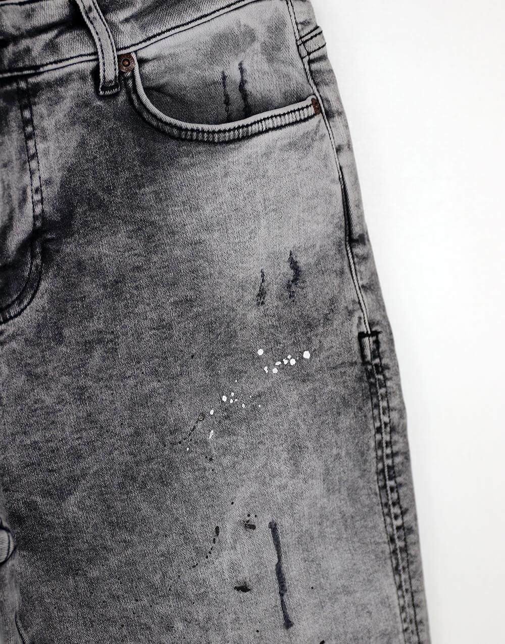 SikSilk Distressed Washed Gray Slim Fit Denim Shorts - STREET MODE ™