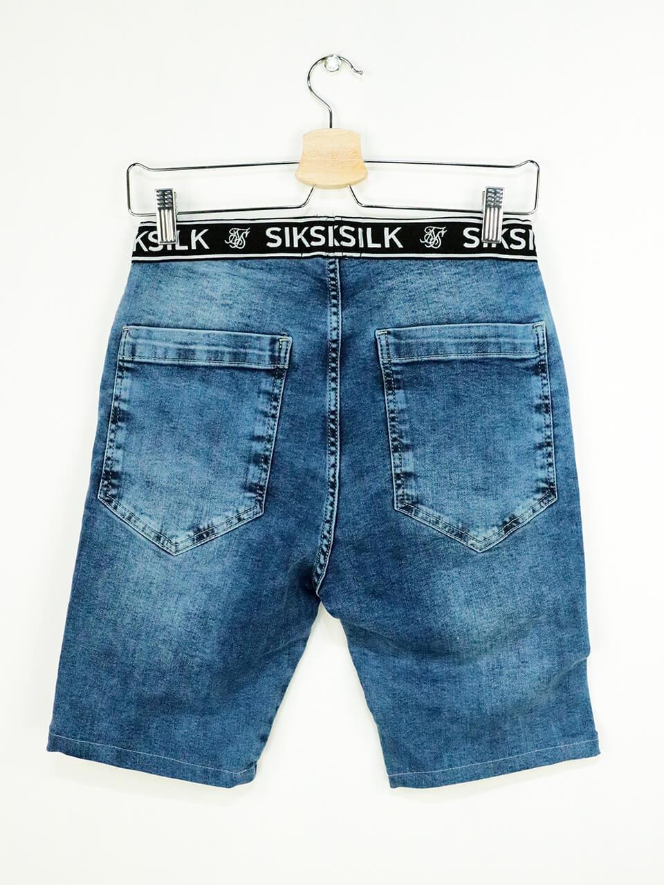 SikSilk Elastic Men's Denim Shorts Blue - STREET MODE ™