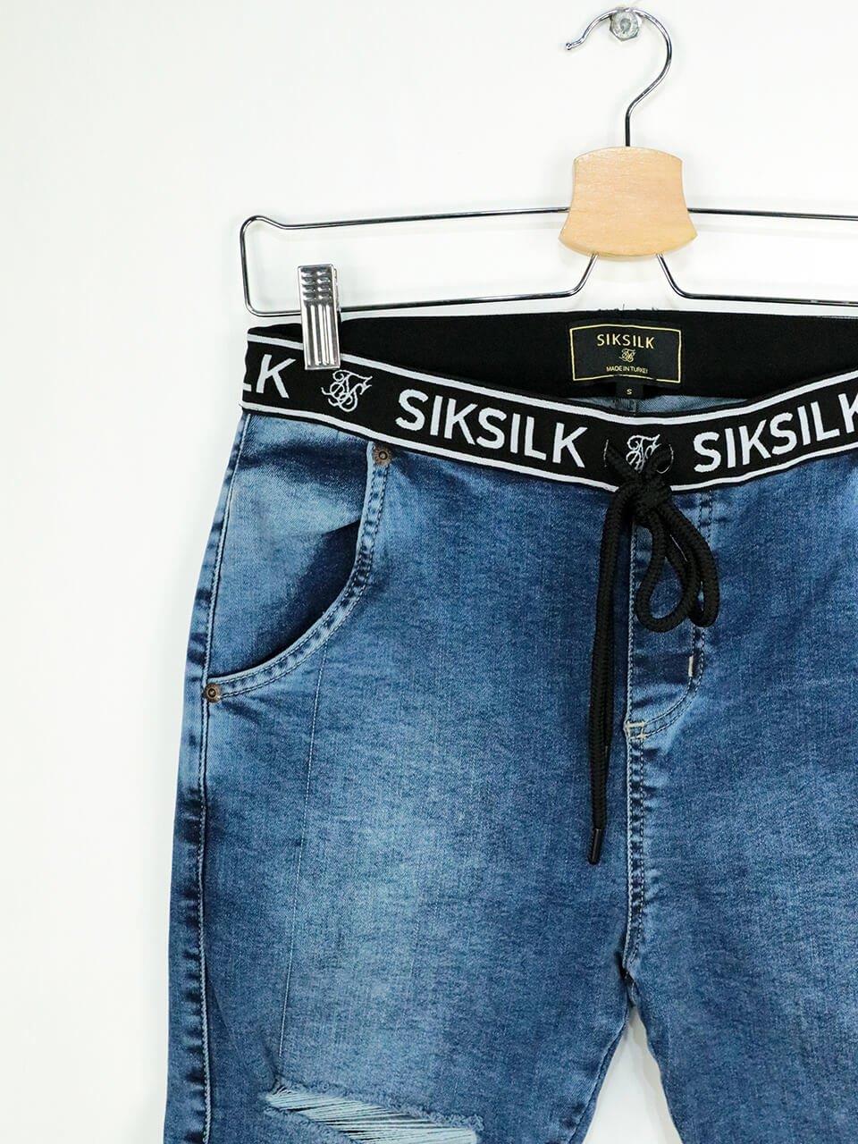 SikSilk Elastic Men's Denim Shorts Blue - STREET MODE ™