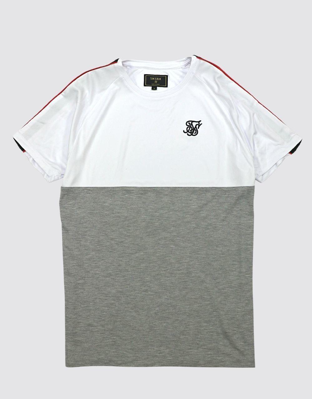 SikSilk Reglan Tee Men's T-Shirt White Gray - STREET MODE ™