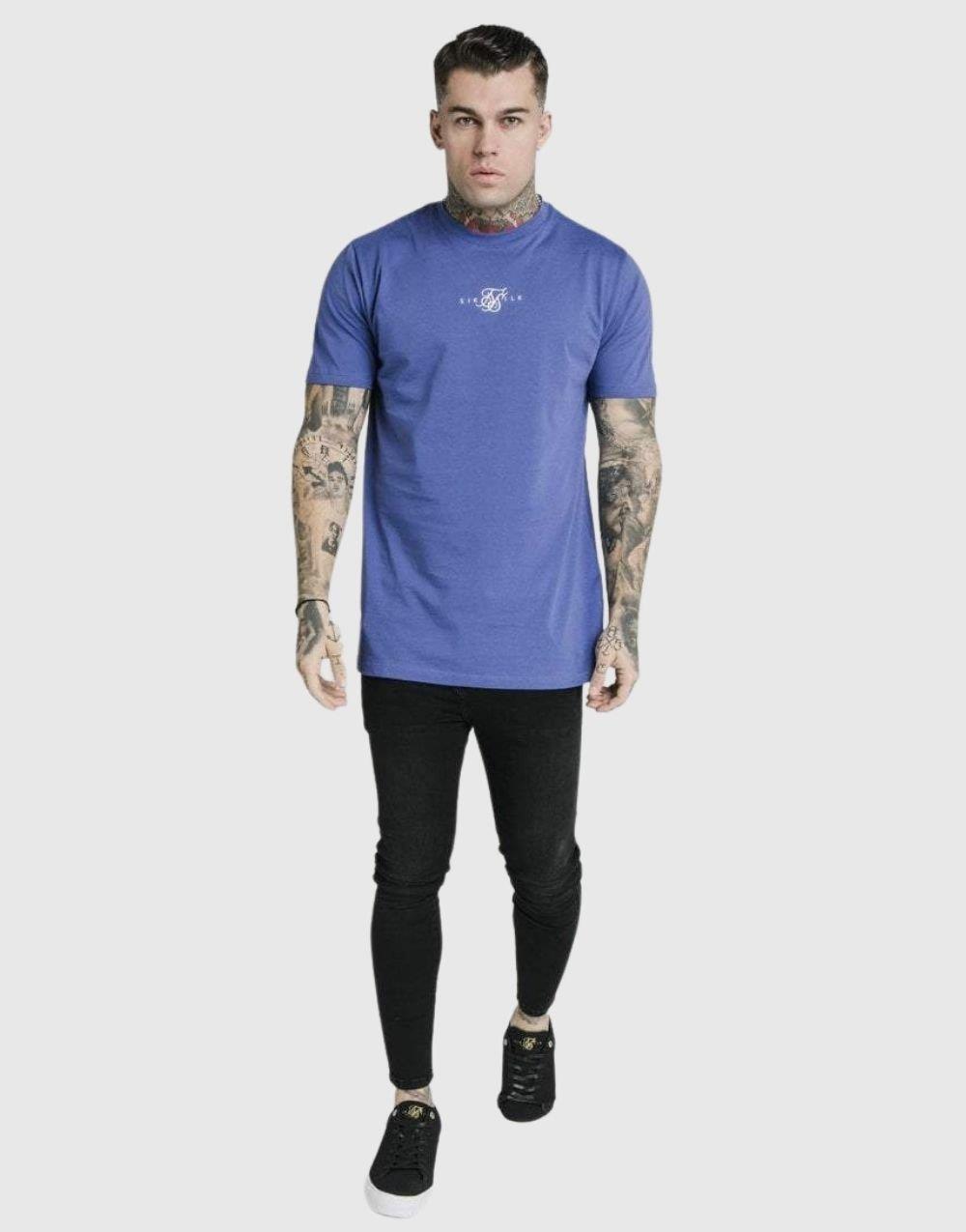 SikSilk Regular Basic Men's T-Shirt Blue - STREET MODE ™