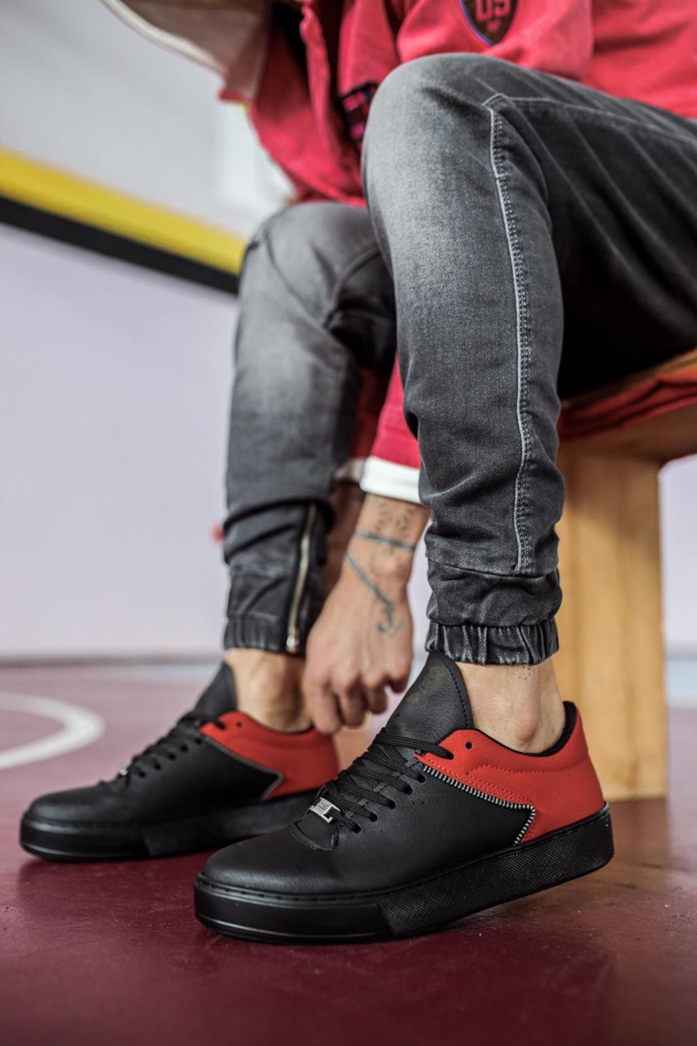 Men's Black Red Casual Sneaker Sports Shoes - STREET MODE ™