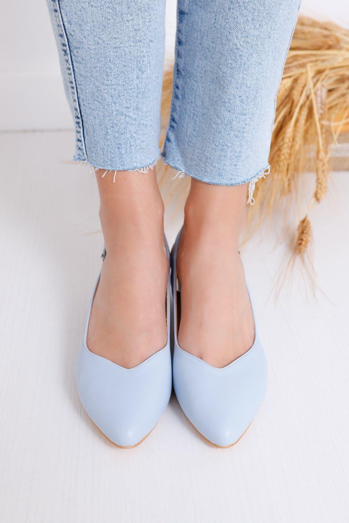 Women's Valentina Heels Baby Blue Skin Shoes - STREET MODE ™