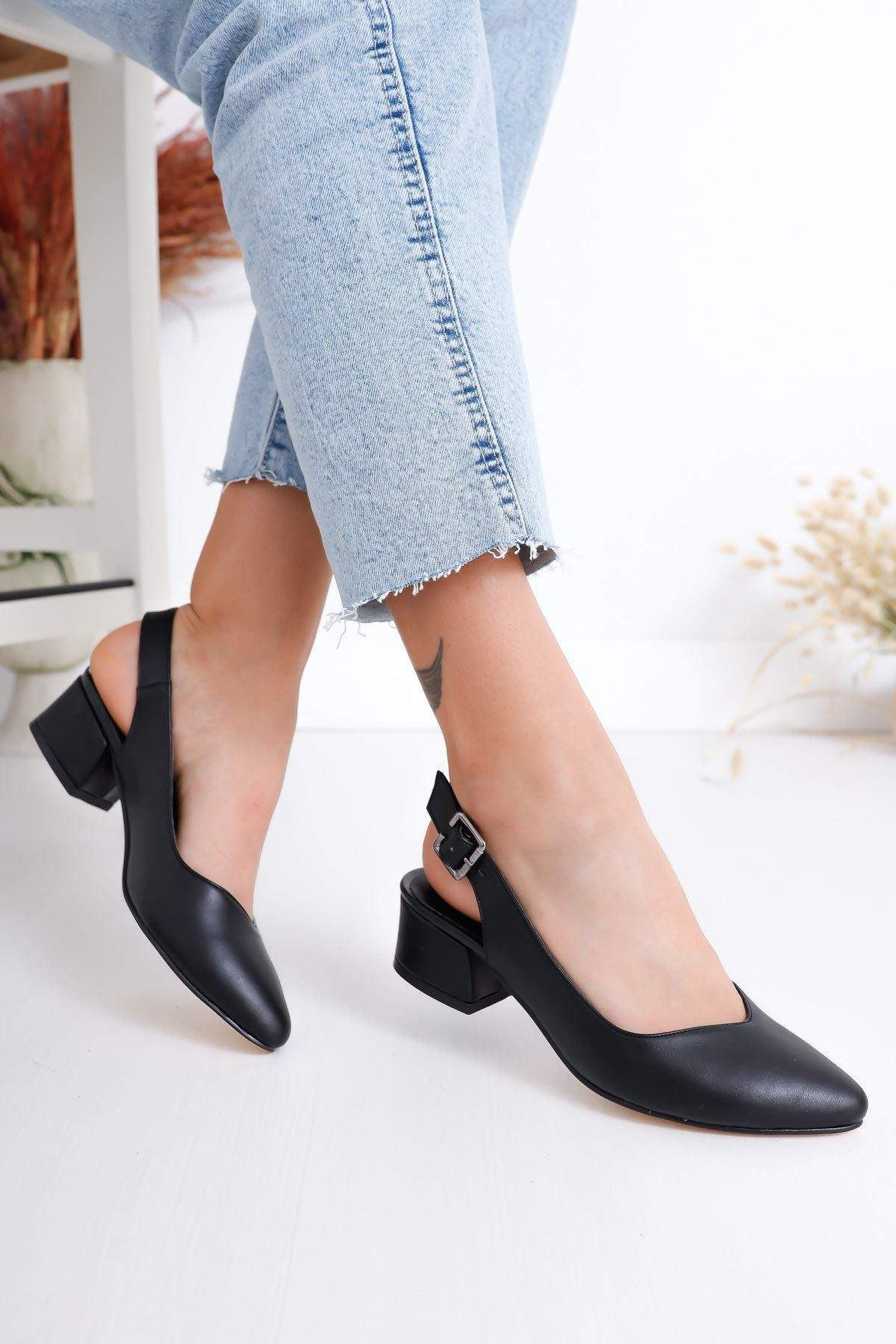 Women's Valentina Heels Black Skin Shoes - STREET MODE ™