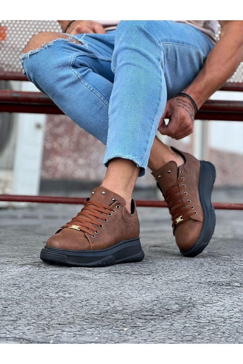 WG501 Tan Black Men's High-Sole Shoes Sneakers - STREET MODE ™
